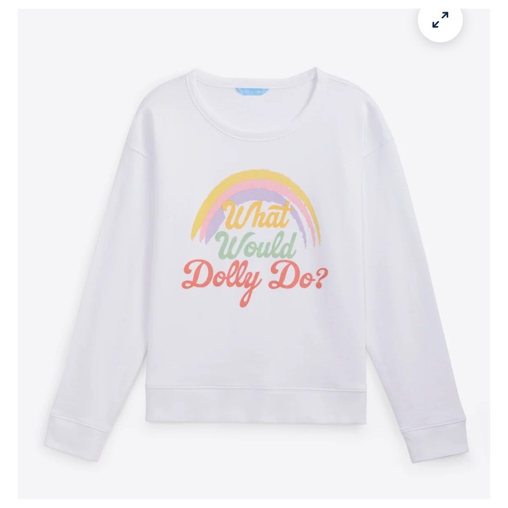 Draper James - What Would Dolly Do? Sweatshirt white small lightweight rainbow
